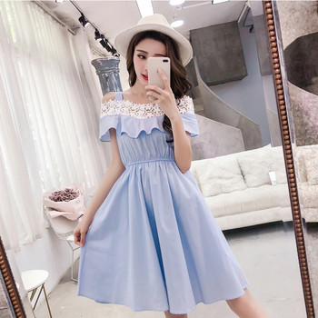 Rochie moderna de dama - model croiat in doua culori cu dantela