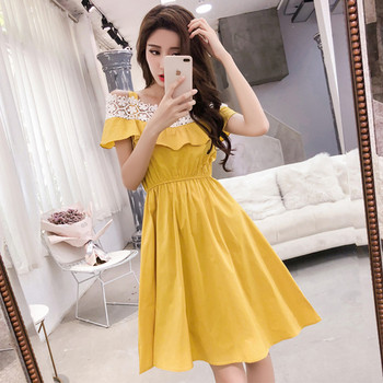 Rochie moderna de dama - model croiat in doua culori cu dantela