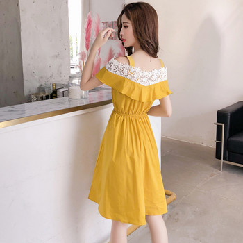 Rochie moderna de dama - model croiat in doua culori cu dantela