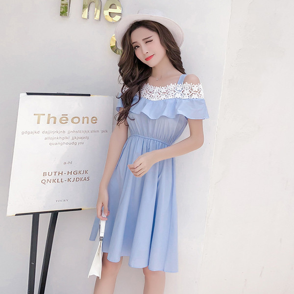 Rochie moderna de dama - model croiat in doua culori cu dantela