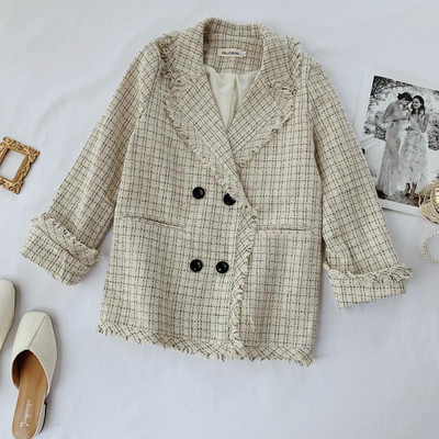 Geaca de dama eleganta cu inchidere dubla in doua culori