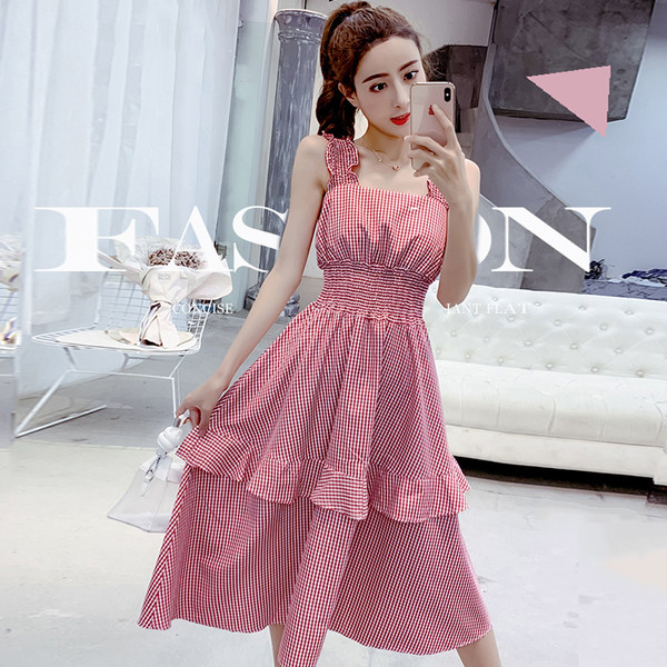 Rochie de dama actuala in carouri in doua culori cu talie inalta