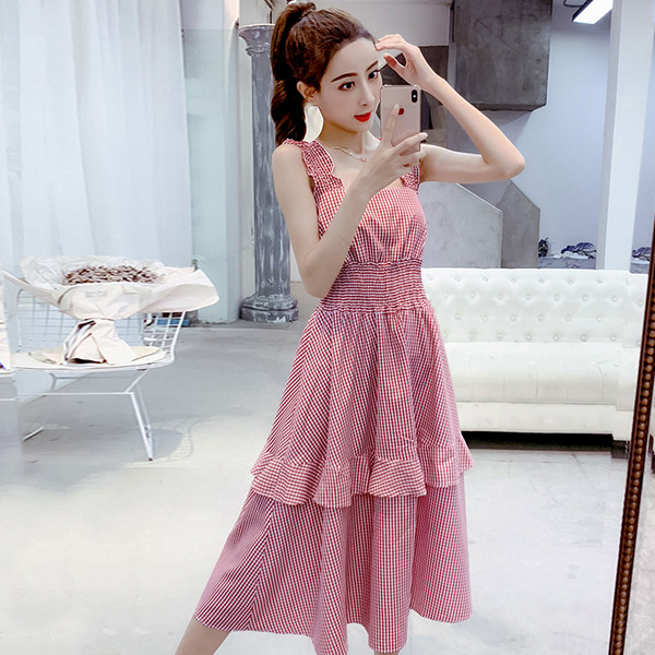 Rochie de dama actuala in carouri in doua culori cu talie inalta