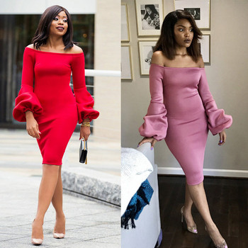 Rochie de dama cu umerii goi in rosu si roz