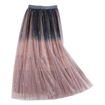 Fusta de dama actuala cu tul in trei culori