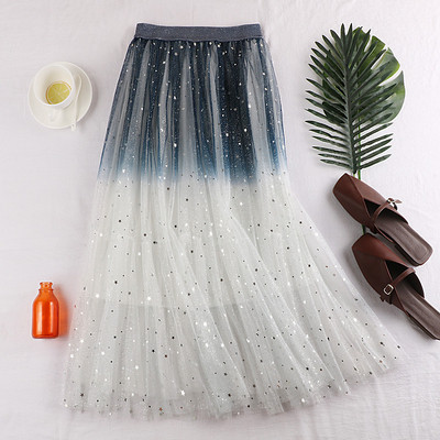 Fusta de dama actuala cu tul in trei culori