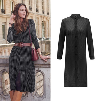 Rochie de damă cu buline și decolteu în V în trei culori