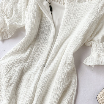 Rochie de dama cu maneca scurta in alb-negru