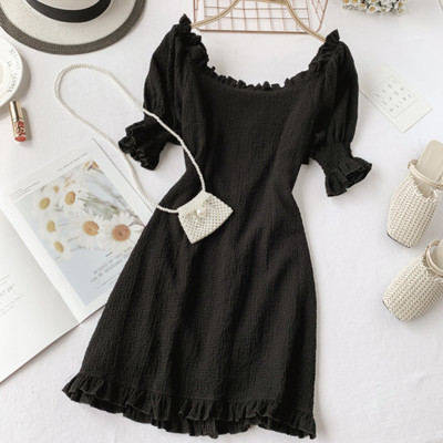 Rochie de dama cu maneca scurta in alb-negru