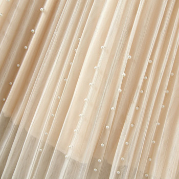 Fusta de damă elegantă cu perle și tul - mai multe culori