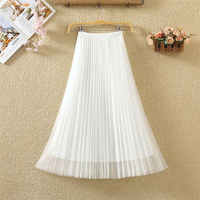 Fusta de damă elegantă cu perle și tul - mai multe culori