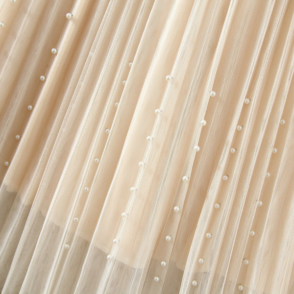 Fusta de damă elegantă cu perle și tul - mai multe culori