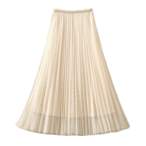 Fusta de damă elegantă cu perle și tul - mai multe culori