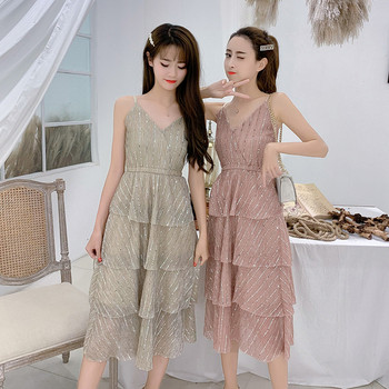 Rochie de dama actuala in doua culori cu bretele subtiri