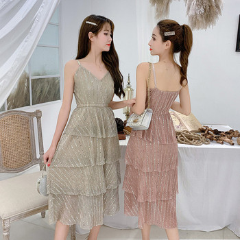 Rochie de dama actuala in doua culori cu bretele subtiri