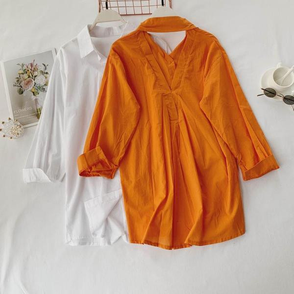 Cămașă lungă de damă cu spate deschis în trei culori