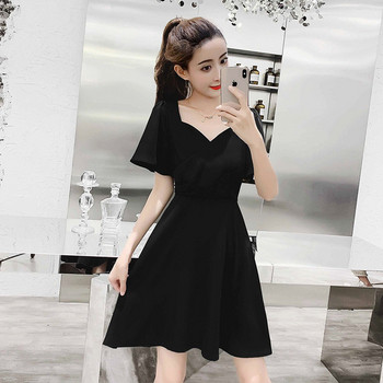 Rochie de dama actuala croiala in doua culori cu maneca scurta