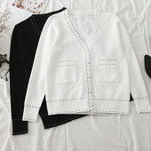 Vestă modernă pentru femei în alb și negru