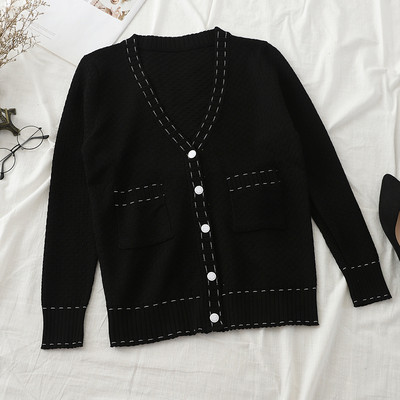 Vestă modernă pentru femei în alb și negru