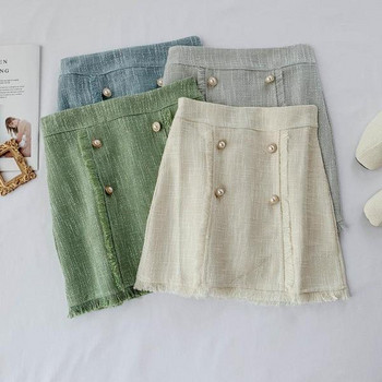 Fusta de dama eleganta cu talie inalta si nasturi in patru culori