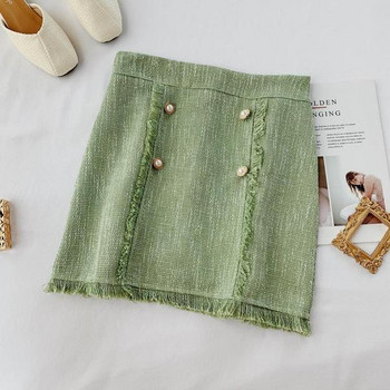 Fusta de dama eleganta cu talie inalta si nasturi in patru culori