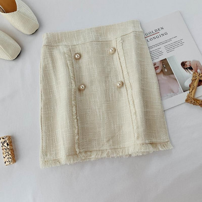 Fusta de dama eleganta cu talie inalta si nasturi in patru culori