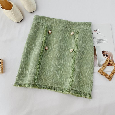 Fusta de dama eleganta cu talie inalta si nasturi in patru culori