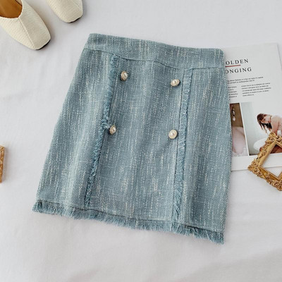 Fusta de dama eleganta cu talie inalta si nasturi in patru culori