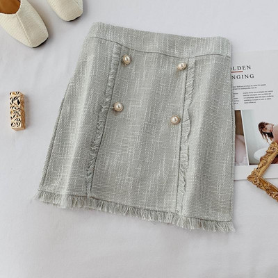 Fusta de dama eleganta cu talie inalta si nasturi in patru culori