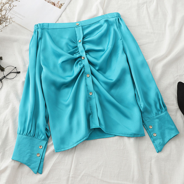 Cămașă elegantă de damă cu mâneci căzute în patru culori