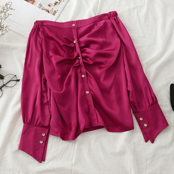 Cămașă elegantă de damă cu mâneci căzute în patru culori