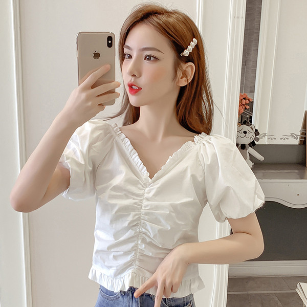 Bluza de dama actuala in doua culori cu decolteu in V