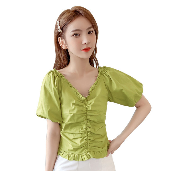 Bluza de dama actuala in doua culori cu decolteu in V