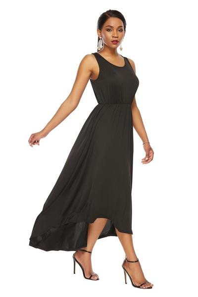 Rochie eleganta de dama cu decolteu O in negru