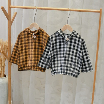 Модерна карирана деткса блуза за момчета в два цвята