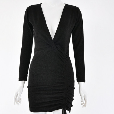 Rochie de dama cu efect stralucitor si decolteu in V in mai multe culori