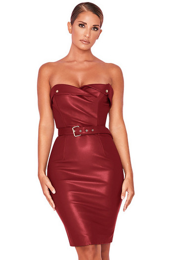 Rochie de dama eleganta din piele cu curea in patru culori