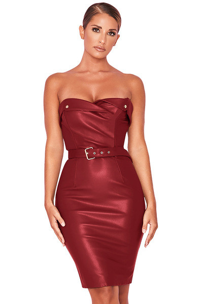 Rochie de dama eleganta din piele cu curea in patru culori