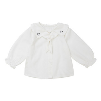 Нов модел модерна детска риза в бял цвят за момичета