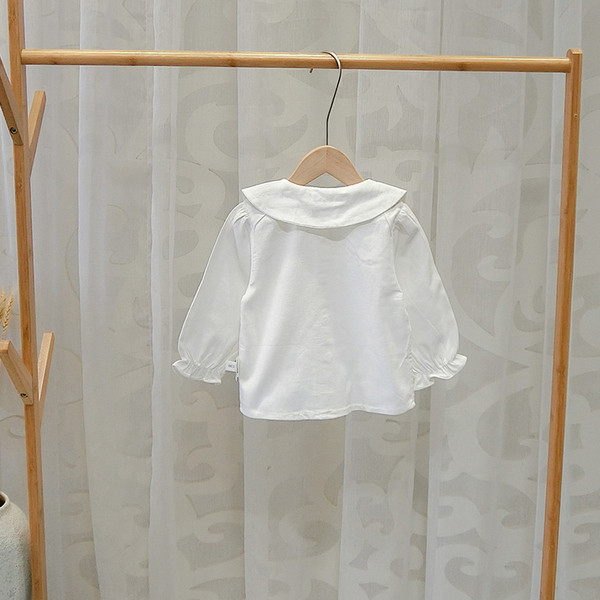 Camasa moderna pentru copii model nou alb pentru fete