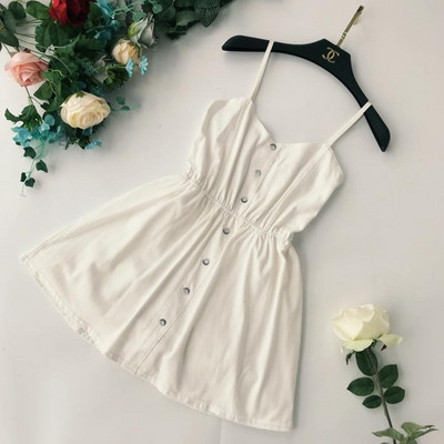 Salopeta de dama moderna cu bretele subtiri si nasturi in mai multe culori