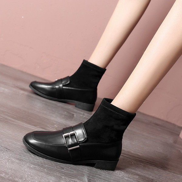 Pantofi casual de dama moderni cu element metalic in negru