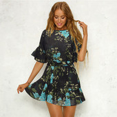 Rochie de dama cu model floral in patru culori