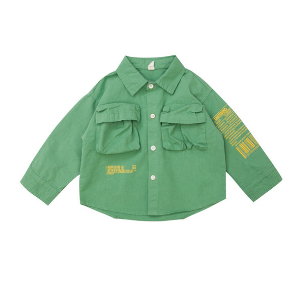 Cămașă casual pentru copii în verde și galben pentru băieți