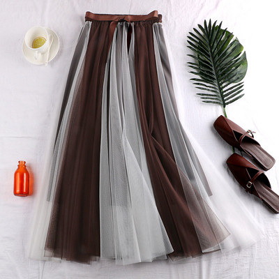 Fusta lunga de dama moderna in mai multe culori cu tul