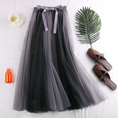 Fusta lunga de dama moderna in mai multe culori cu tul