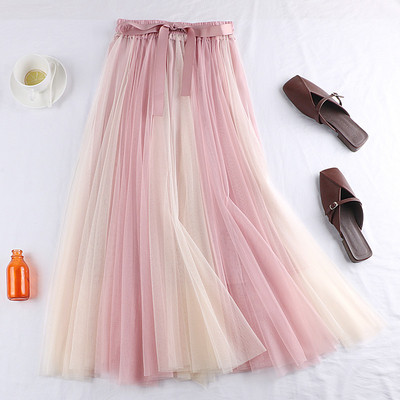 Fusta lunga de dama moderna in mai multe culori cu tul