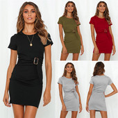 Rochie de dama cu maneca scurta si curea in mai multe culori