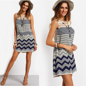 Rochie casual de dama cu decolteu O in albastru