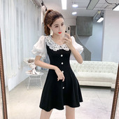 Rochie elegantă de damă, neagră, cu decolteu O